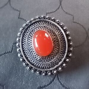 Vintage Silver and Red Women's Pendant